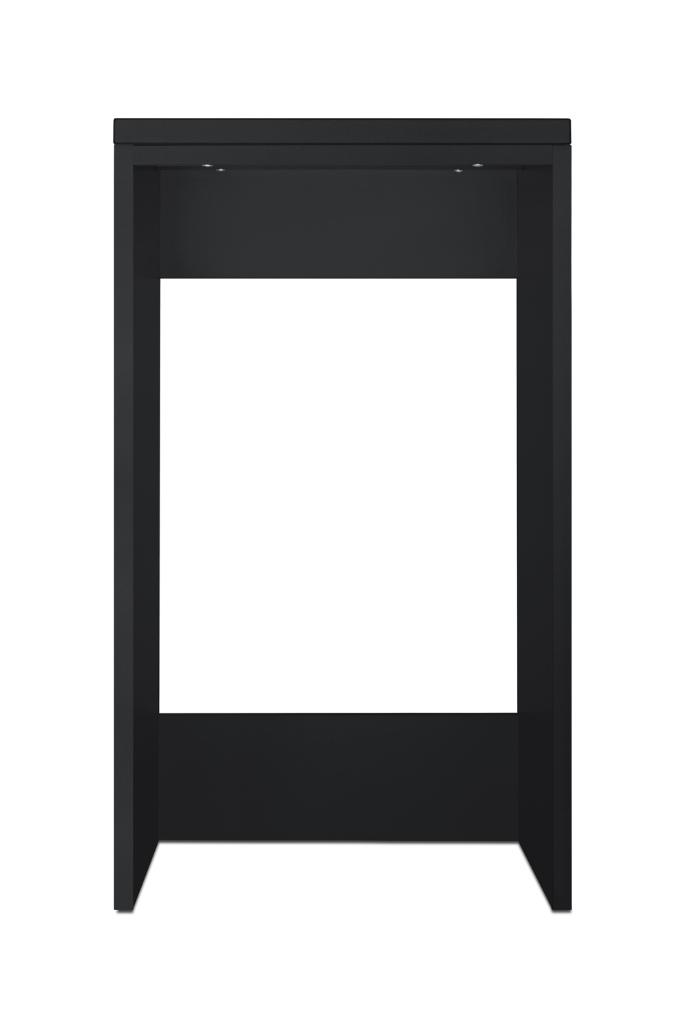Fully assembled casework cabinet in ADA compliant height and black finish designed to accept an appliance sized under 32.25